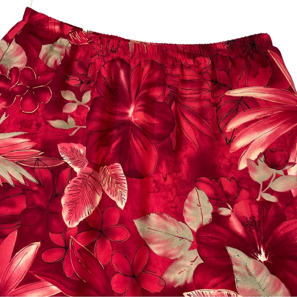 Tanjay plus size 14 red floral long skirt with bottom Ruffles & elastic waist - Picture 2 of 10